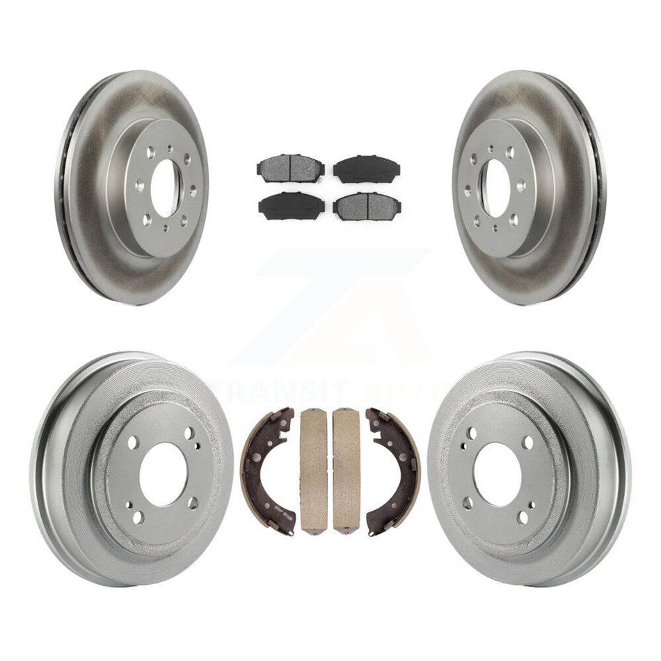 Front Rear Coated Disc Brake Rotors Semi-Metallic Pads And Drum Kit For Honda Civic KGS-102223