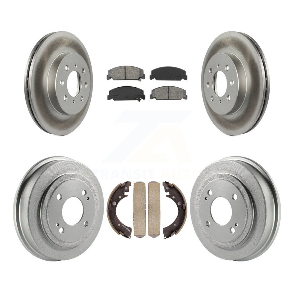 Front Rear Coated Disc Brake Rotors Semi-Metallic Pads And Drum Kit For 1997 Honda Civic LX with 4-Wheel ABS KGS-102226