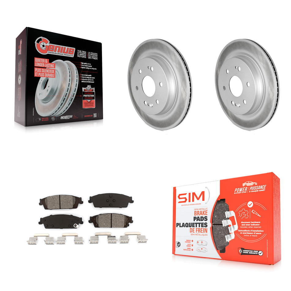 Rear Coated Brake Rotors Semi-Metallic Pad Kit For Chevrolet Silverado 1500 LD GMC Sierra KGS-102238