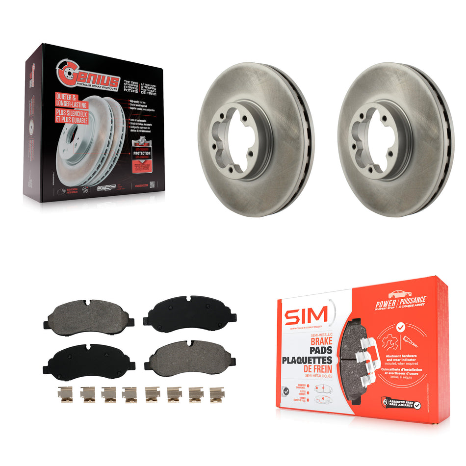 Front Coated Disc Brake Rotors And Semi-Metallic Pads Kit For Ford Transit-350 HD KGS-102248