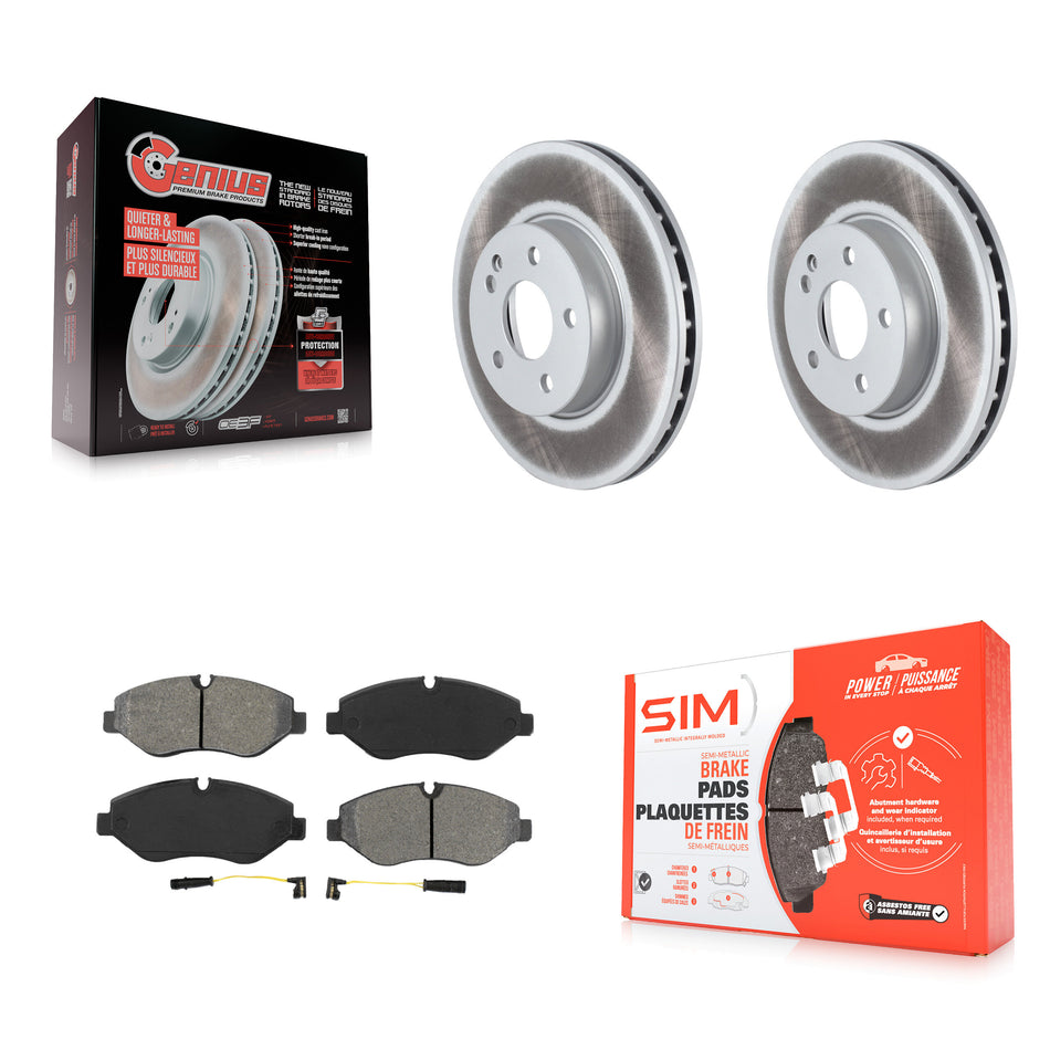 Front Coated Disc Brake Rotors And Semi-Metallic Pads Kit For 2016-2020 Mercedes-Benz Metris KGS-102249