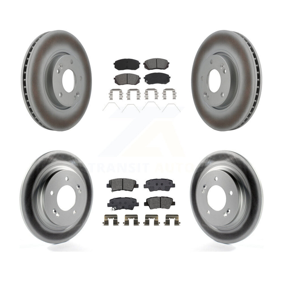 Front Rear Coated Disc Brake Rotors And Semi-Metallic Pads Kit For 2017-2019 Kia Soul EV KGS-102273