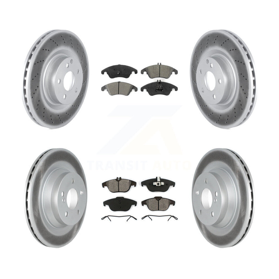 Front Rear Coated Disc Brake Rotors And Semi-Metallic Pads Kit For 2010-2011 Mercedes-Benz E550 Coupe With 320mm Diameter Rotor KGS-102279