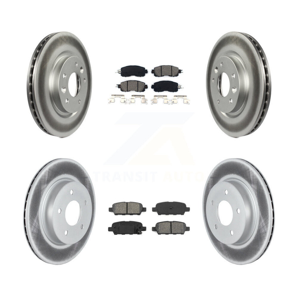 Front Rear Coated Disc Brake Rotors And Semi-Metallic Pads Kit For 2017 Nissan LEAF With Electric Parking KGS-102292