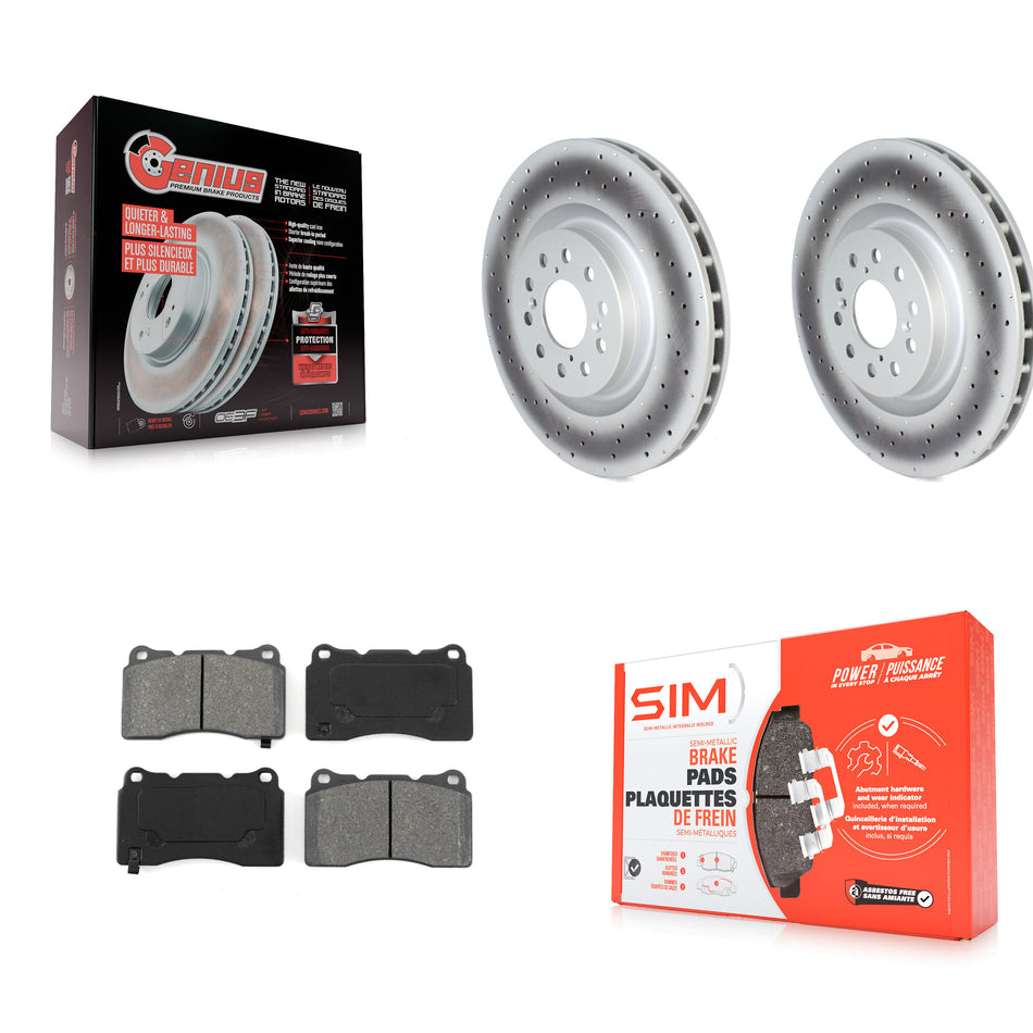 Front Coated Disc Brake Rotors And Semi-Metallic Pads Kit For 2017-2019 Honda Civic Type R KGS-102326