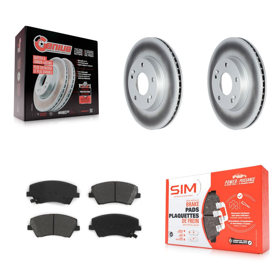 Front Coated Disc Brake Rotors And Semi-Metallic Pads Kit For Kia Niro Hyundai Ioniq KGS-102328