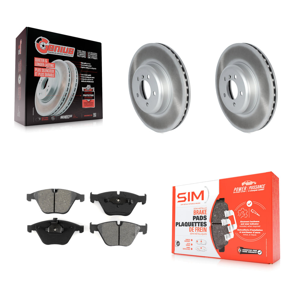 Front Coated Disc Brake Rotors And Semi-Metallic Pads Kit For 2012 BMW 335i Convertible Coupe With Blue Painted Calipers KGS-102332