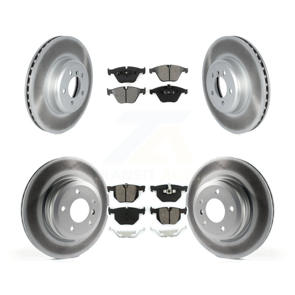 Front Rear Coated Disc Brake Rotors And Semi-Metallic Pads Kit For 2012 BMW 335i Convertible Coupe With Blue Painted Calipers KGS-102346