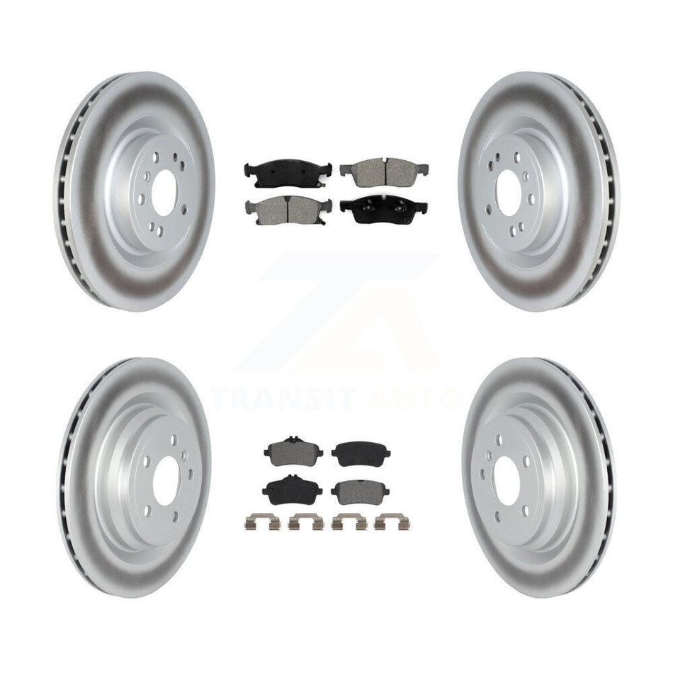 Front Rear Coated Disc Brake Rotors And Semi-Metallic Pads Kit For 2016-2017 Mercedes-Benz GLE400 With AMG Package KGS-102350