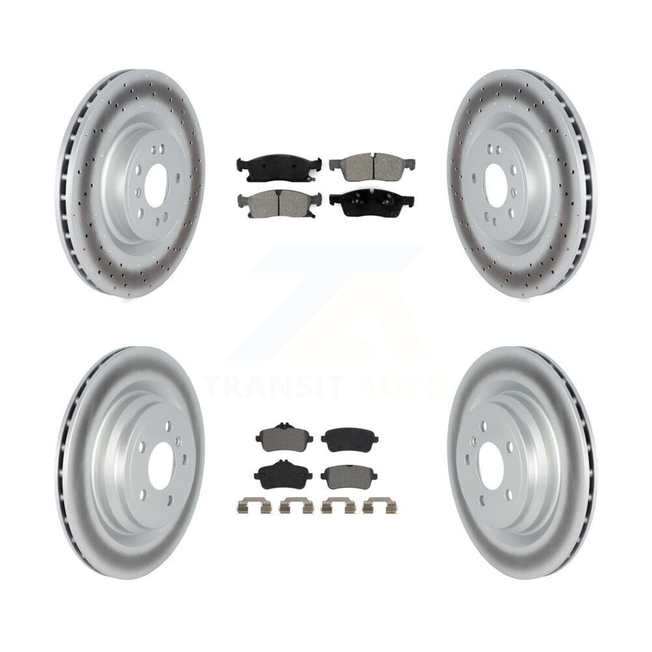 Front Rear Coated Disc Brake Rotors And Semi-Metallic Pads Kit For 2016-2017 Mercedes-Benz GLE400 With AMG Package KGS-102351