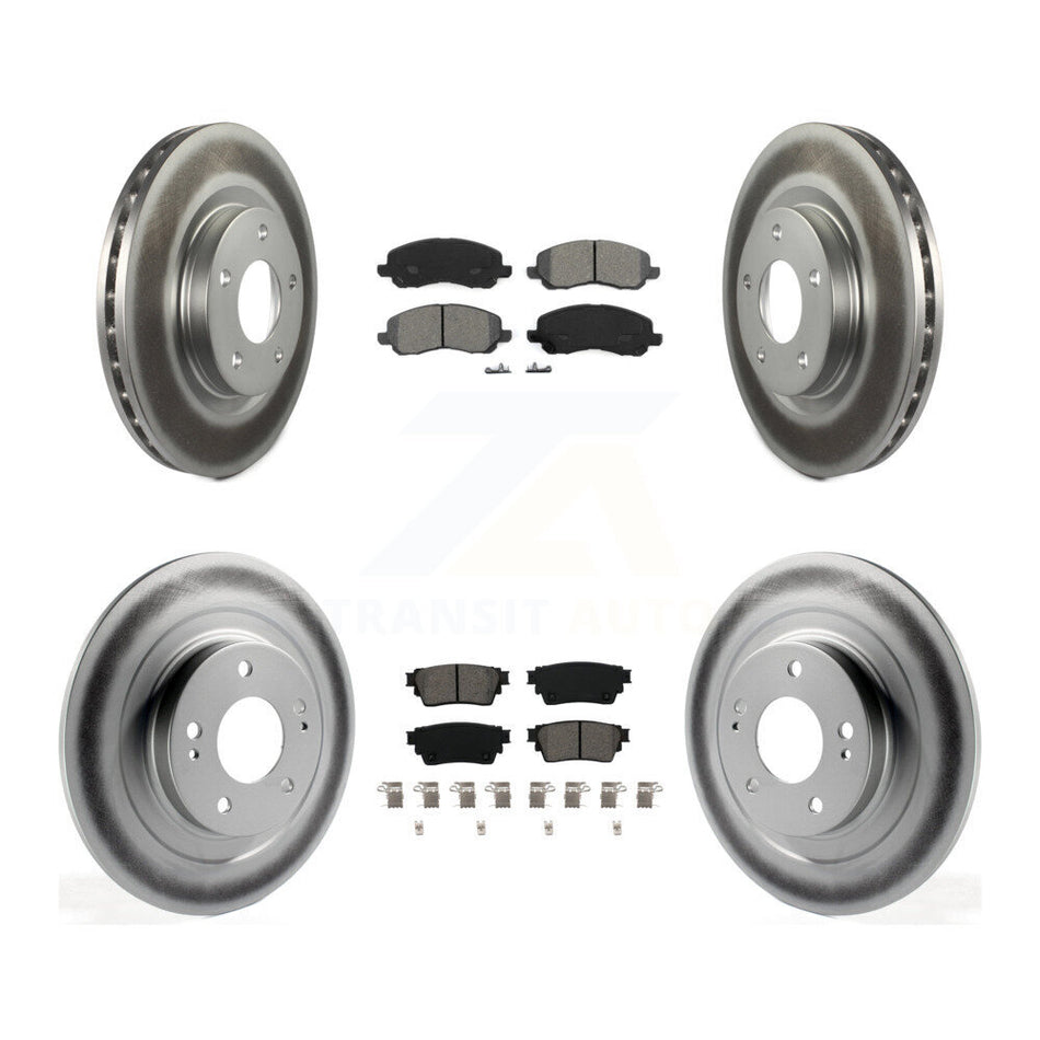 Front Rear Coated Disc Brake Rotors And Semi-Metallic Pads Kit For Mitsubishi Outlander KGS-102364