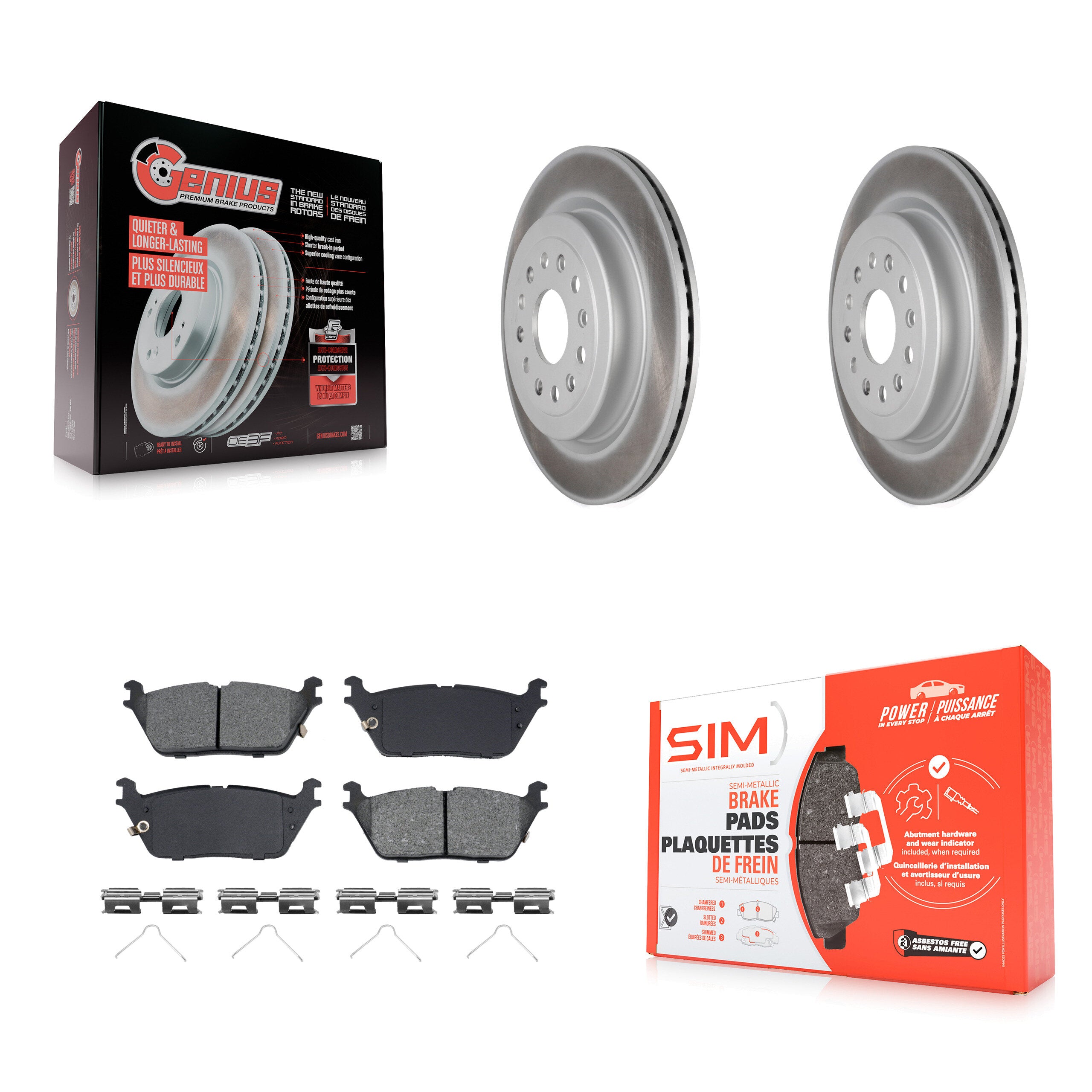 Rear Coated Disc Brake Rotors And Semi-Metallic Pads Kit For Ram 1500 KGS-102366