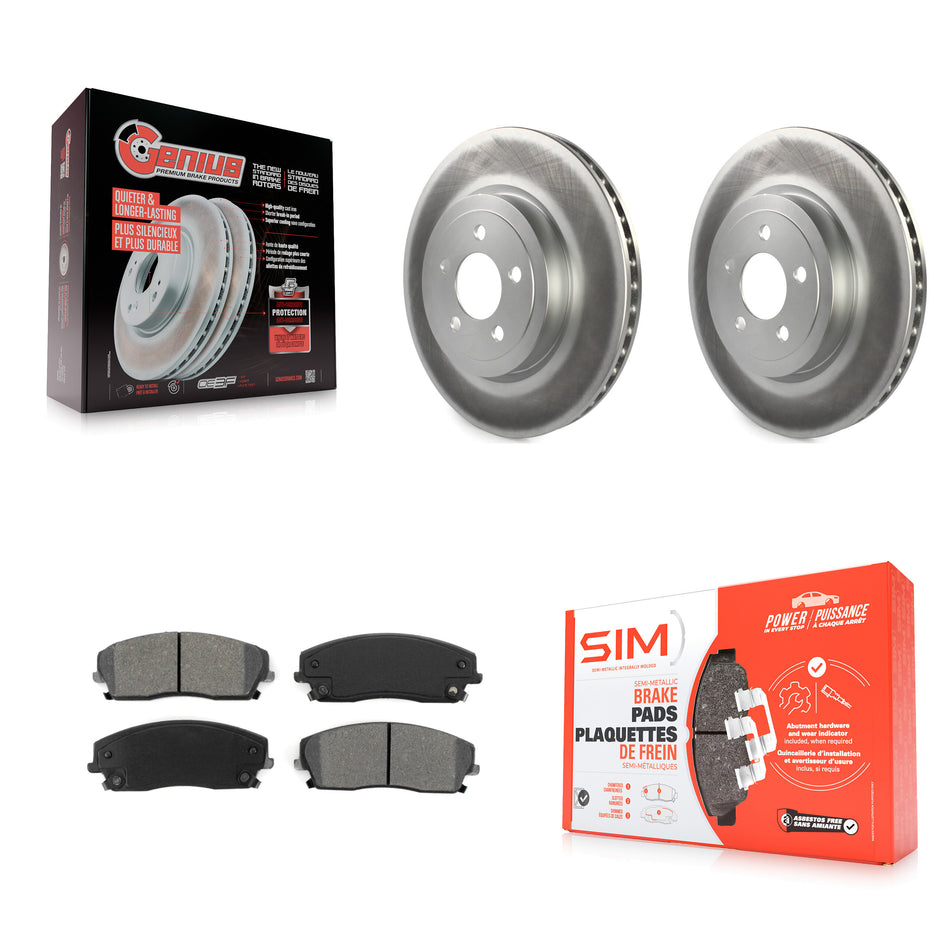 Front Coated Disc Brake Rotors And Semi-Metallic Pads Kit For 2015-2018 Dodge Charger RWD with 3.6L With 345mm Diameter Rotor KGS-102371