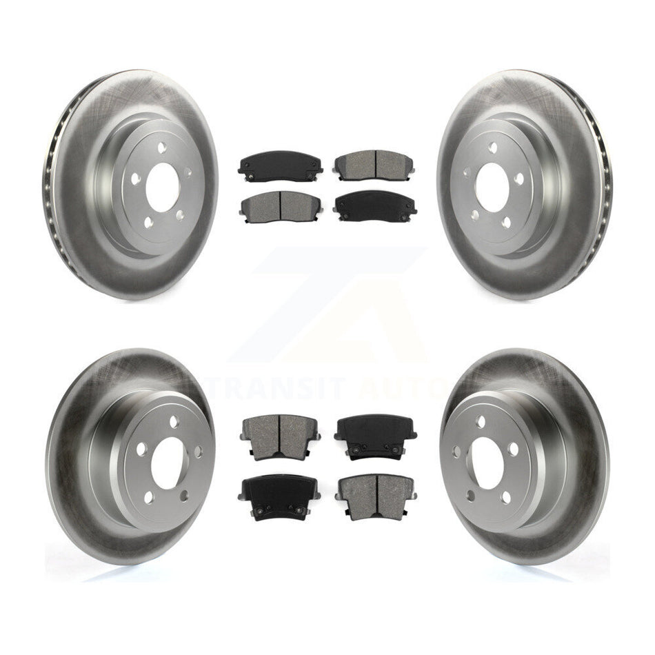 Front Rear Coated Disc Brake Rotors And Semi-Metallic Pads Kit For 2015-2018 Dodge Charger RWD with 3.6L With 345mm Diameter Rotor KGS-102376