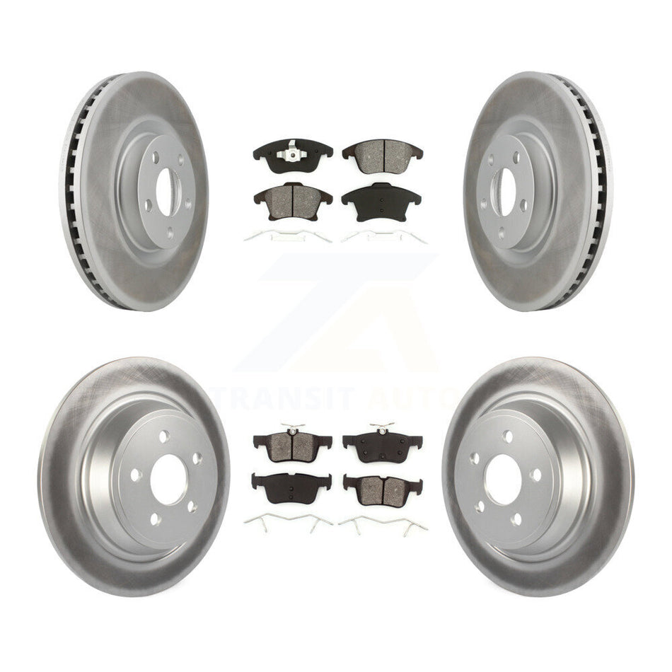 Front Rear Coated Disc Brake Rotors And Semi-Metallic Pads Kit For 2019-2020 Ford Police Responder Hybrid SSV Plug-In KGS-102379