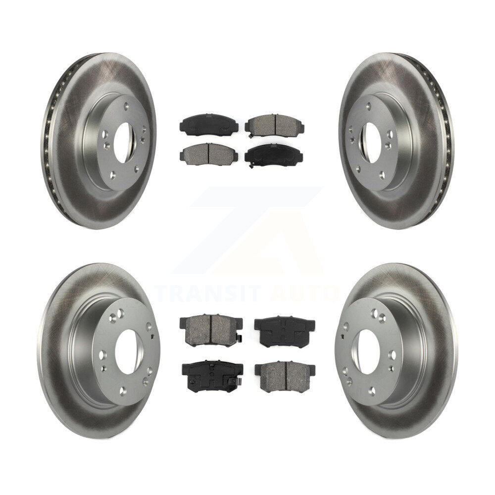 Front Rear Coated Disc Brake Rotors And Semi-Metallic Pads Kit For Honda Accord KGS-102389