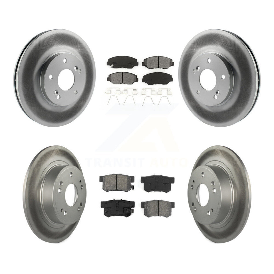 Front Rear Coated Disc Brake Rotors And Semi-Metallic Pads Kit For 2005 Honda Accord Hybrid with 3.0L KGS-102391