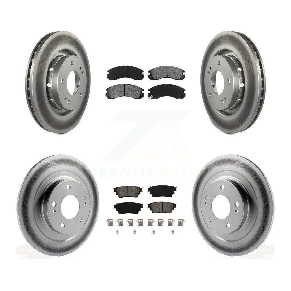 Front Rear Coated Disc Brake Rotors & Semi-Metallic Pad Kit For Mitsubishi Outlander PHEV KGS-102392