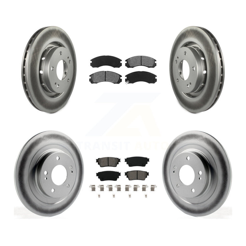 Front Rear Coated Disc Brake Rotors & Semi-Metallic Pad Kit For Mitsubishi Outlander PHEV KGS-102392