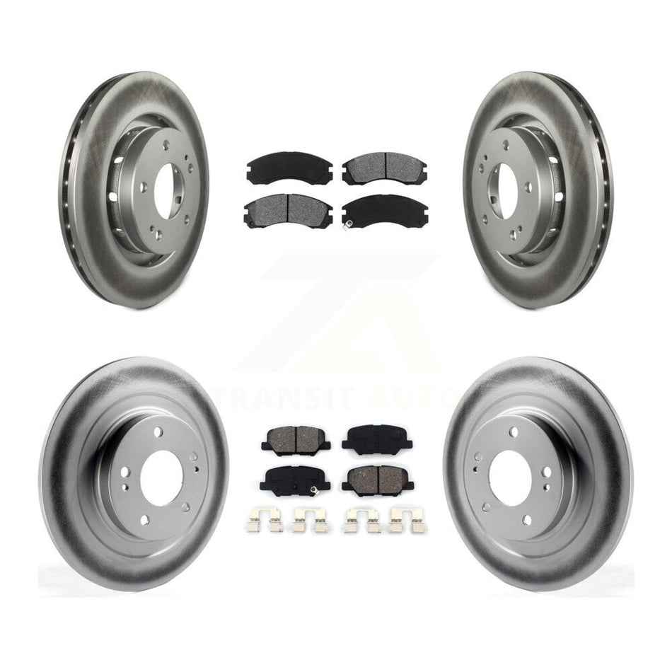 Front Rear Coated Disc Brake Rotors And Semi-Metallic Pads Kit For 2018-2020 Mitsubishi Outlander PHEV With Manual Parking KGS-102393