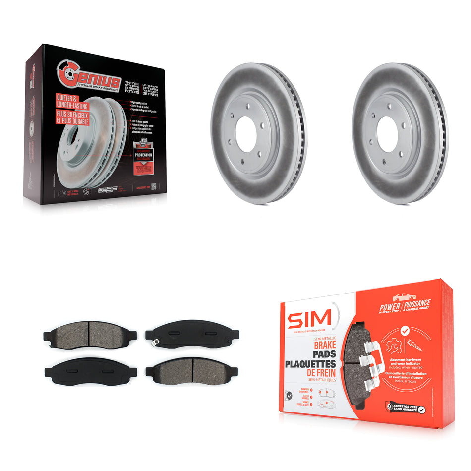 Front Coated Disc Brake Rotors And Semi-Metallic Pad Kit For 2007 Nissan TITAN From 04 07 KGS-102398