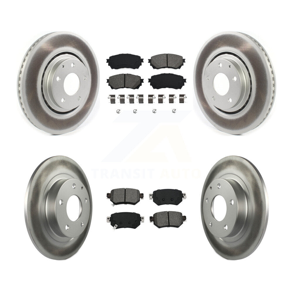 Front Rear Coated Disc Brake Rotors & Semi-Metallic Pad Kit For 2021 Mazda 6 Turbocharged KGS-102410