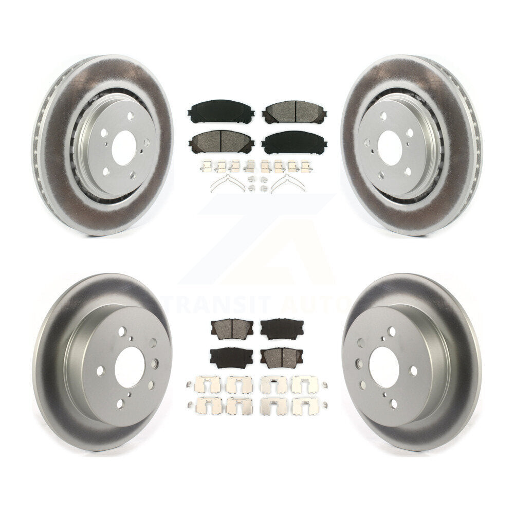 Front Rear Coated Disc Brake Rotors And Semi-Metallic Pads Kit For 2022 Toyota Camry TRD KGS-102413