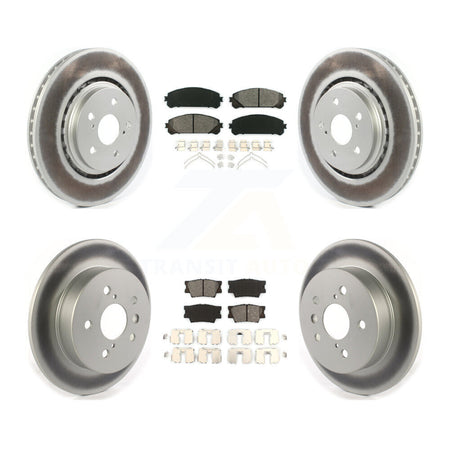 Front Rear Coated Disc Brake Rotors And Semi-Metallic Pads Kit For 2022 Toyota Camry TRD KGS-102413