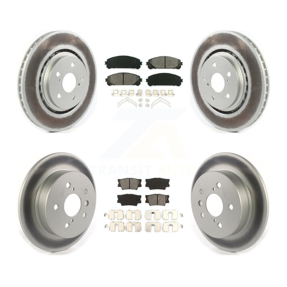 Front Rear Coated Disc Brake Rotors And Semi-Metallic Pads Kit For 2022 Toyota Camry TRD KGS-102413
