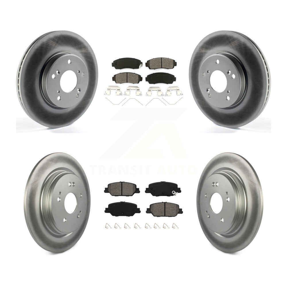 Front Rear Coated Disc Brake Rotors And Semi-Metallic Pads Kit For Honda CR-V KGS-102415