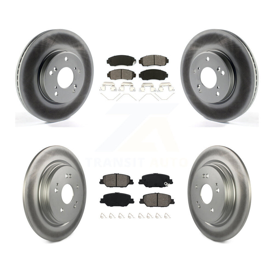 Front Rear Coated Disc Brake Rotors And Semi-Metallic Pads Kit For Honda CR-V KGS-102415
