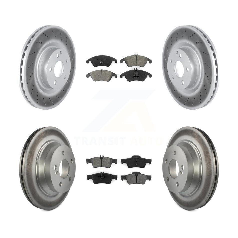 Front Rear Coated Disc Brake Rotors And Semi-Metallic Pads Kit For Mercedes-Benz E400 KGS-102420