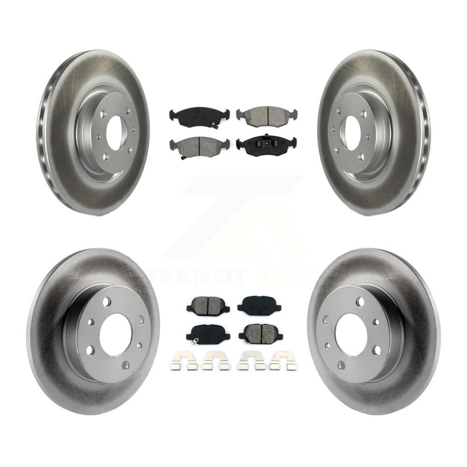Front Rear Coated Disc Brake Rotors And Semi-Metallic Pads Kit For Fiat 500 KGS-102426