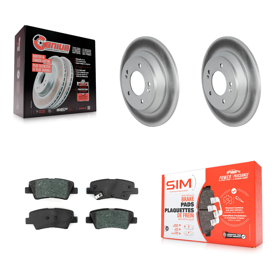Rear Coated Disc Brake Rotors And Semi-Metallic Pads Kit For 2020-2022 Kia Soul 1.6L KGS-102429