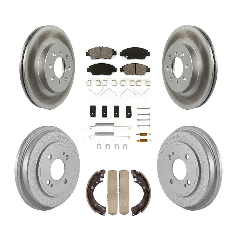 Front Rear Coated Disc Brake Rotors Semi-Metallic Pads And Drum Kit (7Pc) For Honda Civic KGS-102430