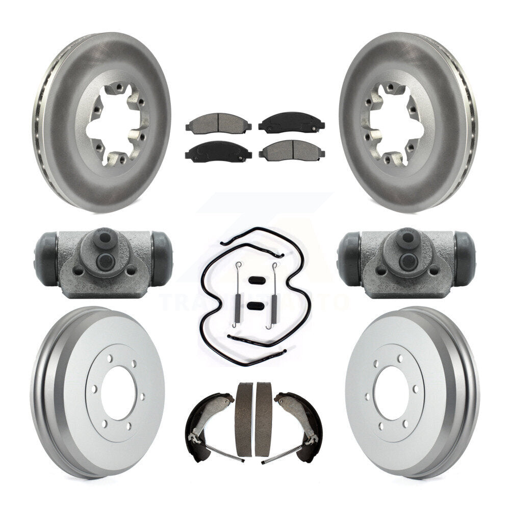 Front Rear Coated Brake Rotor Semi-Metallic Pad Drum Kit (9Pc) For Chevrolet Colorado GMC KGS-102433