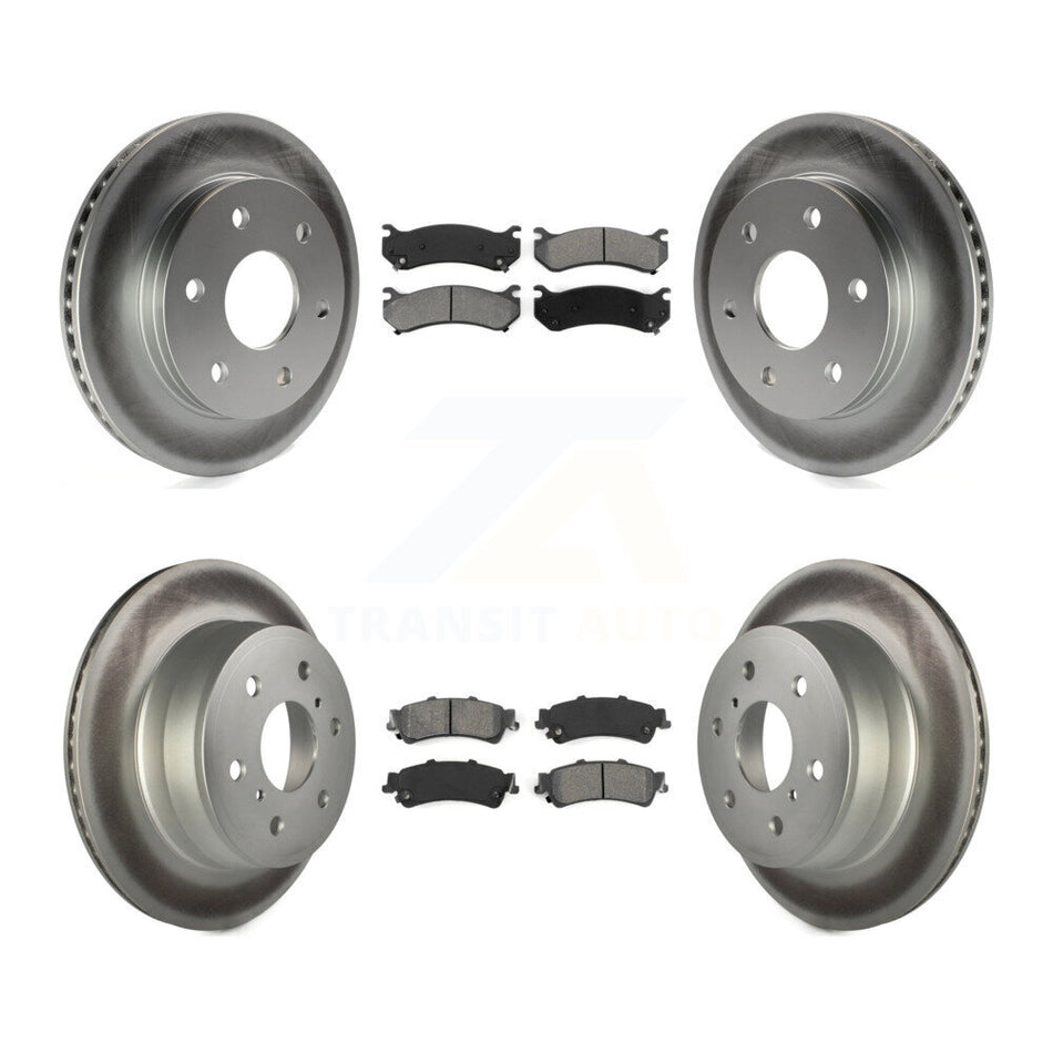 Front Rear Coated Disc Brake Rotors And Semi-Metallic Pad Kit For GMC Sierra 1500 Classic KGS-102436