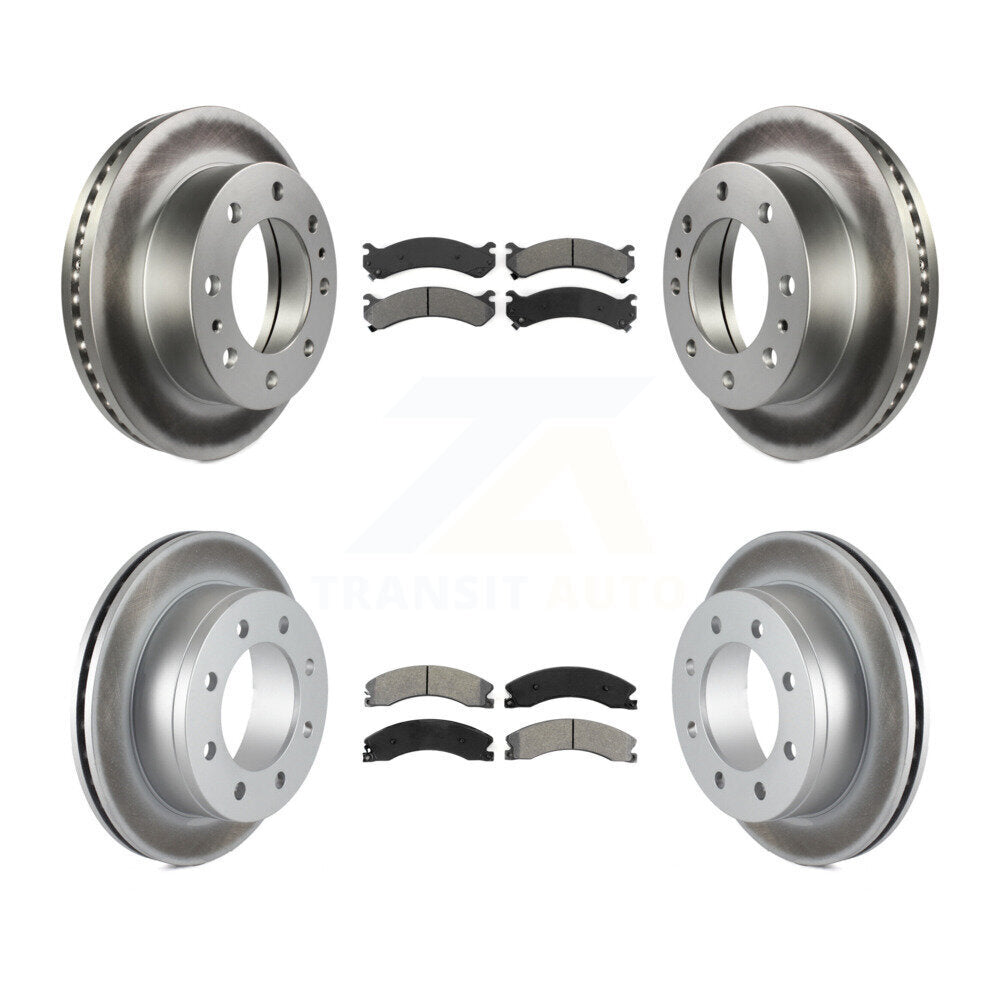 Front Rear Coated Disc Brake Rotors And Semi-Metallic Pads Kit For Chevrolet Express 4500 KGS-102444