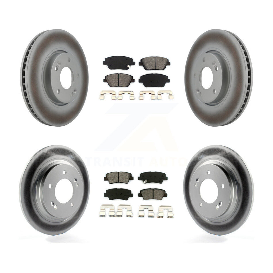 Front Rear Coated Disc Brake Rotors And Semi-Metallic Pads Kit For Hyundai Sonata KGS-102454