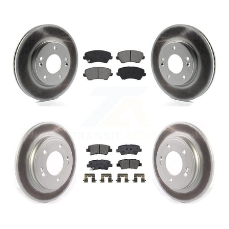Front Rear Coated Disc Brake Rotors And Semi-Metallic Pads Kit For Hyundai Veloster KGS-102457