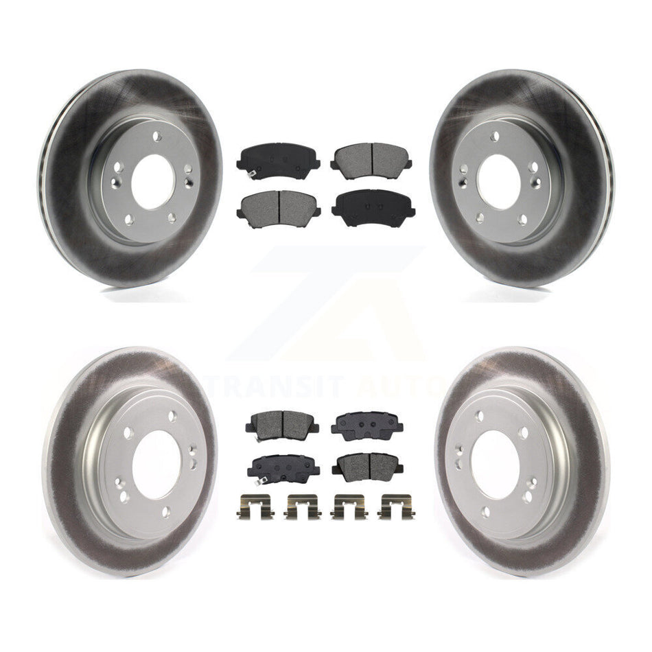 Front Rear Coated Disc Brake Rotors And Semi-Metallic Pads Kit For Hyundai Veloster KGS-102457