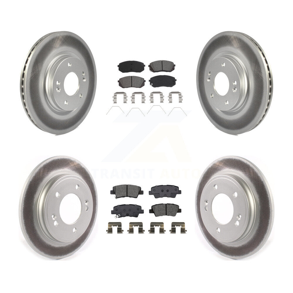 Front Rear Coated Brake Rotor Semi-Metallic Pad Kit For Kia Forte Hyundai Veloster Forte5 KGS-102458