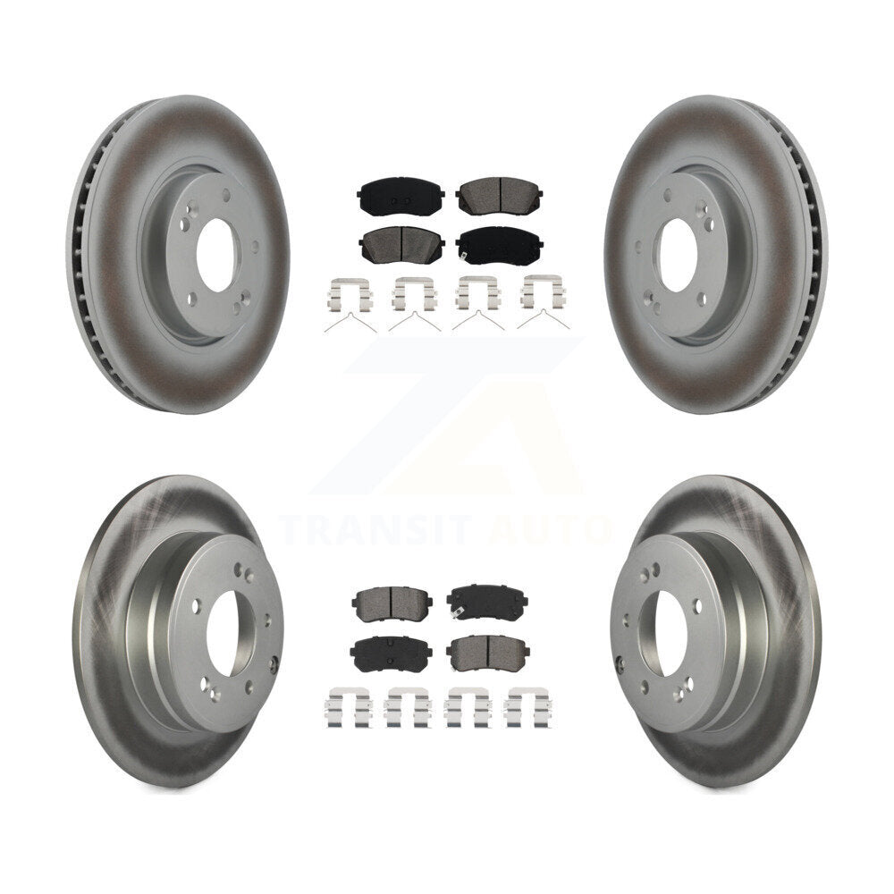 Front Rear Coated Disc Brake Rotors And Semi-Metallic Pads Kit For Hyundai Sonata KGS-102459