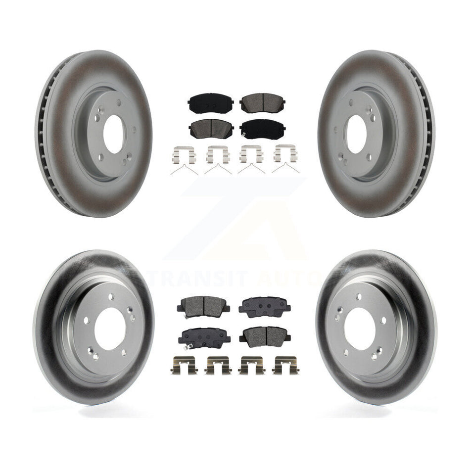 Front Rear Coated Disc Brake Rotors And Semi-Metallic Pads Kit For Hyundai Sonata KGS-102460