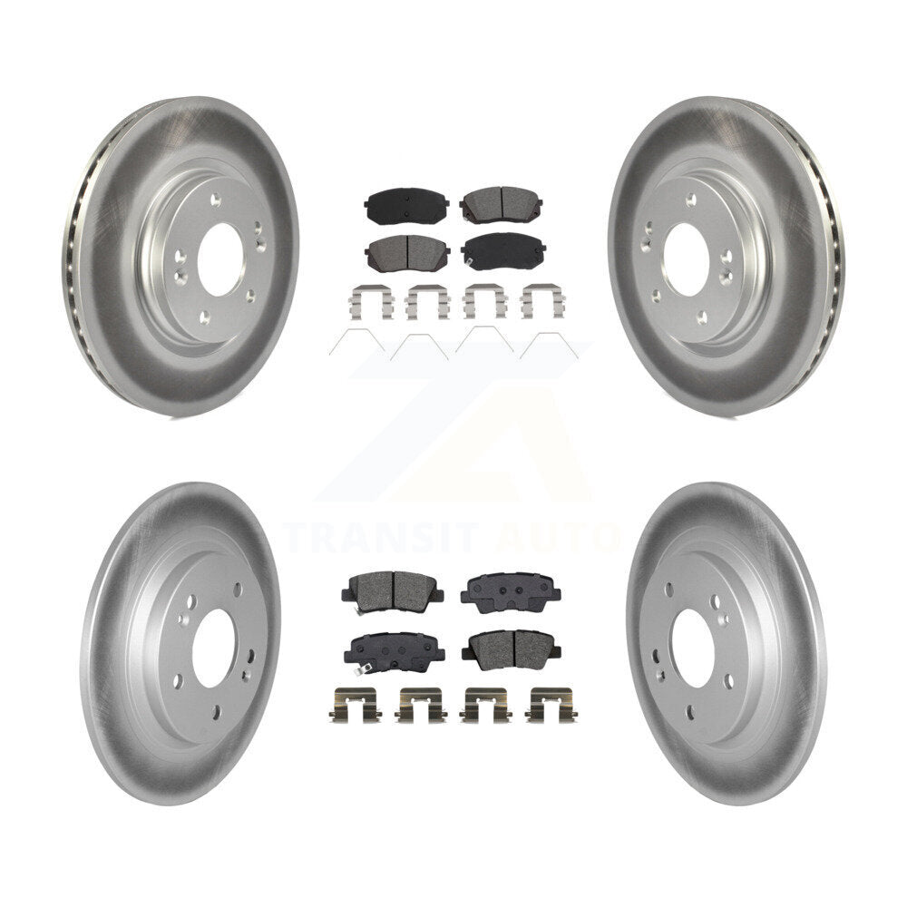 Front Rear Coated Disc Brake Rotor & Semi-Metallic Pad Kit For 2022-2023 Hyundai Kona AWD KGS-102468
