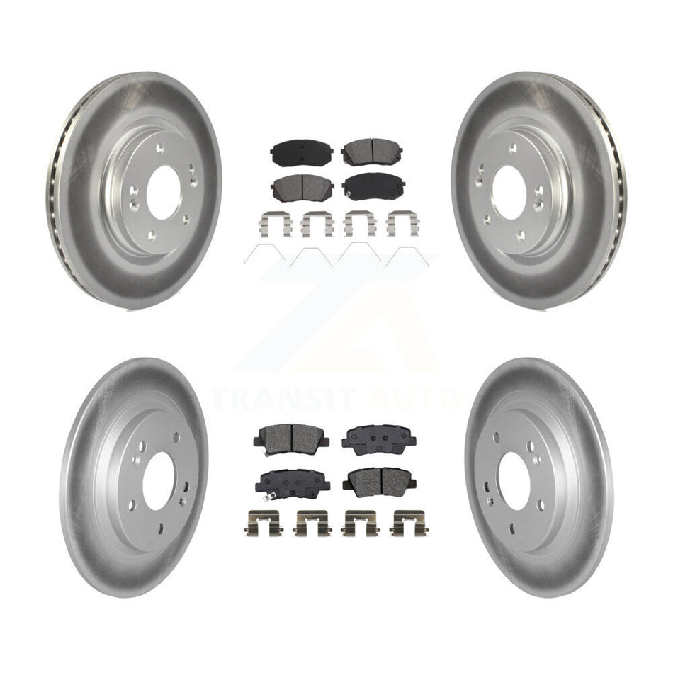Front Rear Coated Disc Brake Rotor & Semi-Metallic Pad Kit For 2022-2023 Hyundai Kona AWD KGS-102468