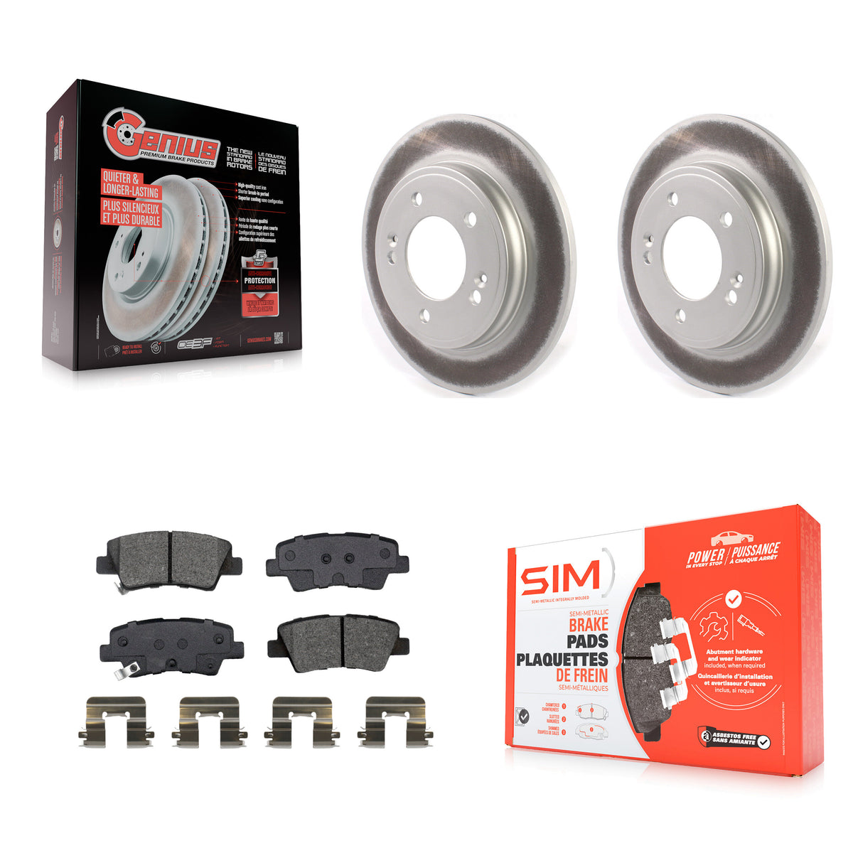Rear Coated Disc Brake Rotors Semi-Metallic Pad Kit For Kia Forte Hyundai Veloster Forte5 KGS-102472