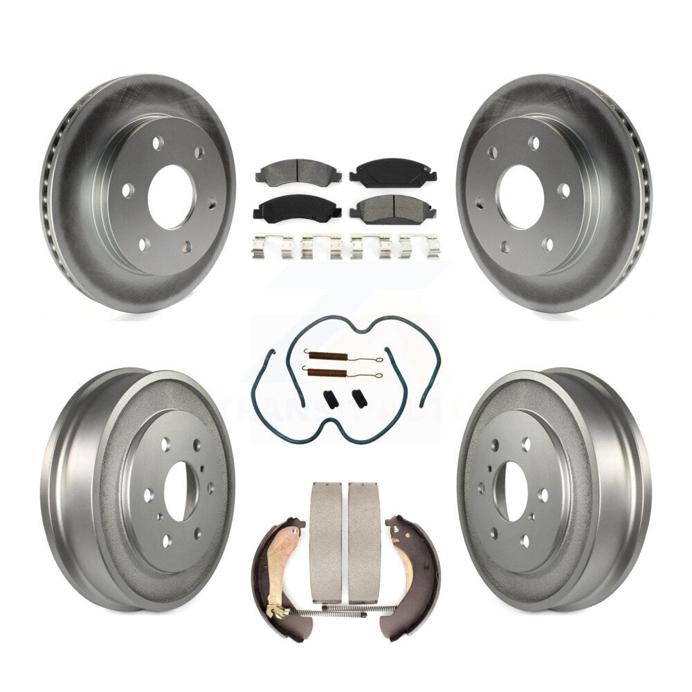 Front Rear Coated Disc Brake Rotor Semi-Metallic Pad & Drum Kit (7Pc) For GMC Sierra 1500 KGS-102476
