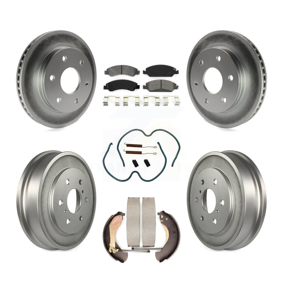 Front Rear Coated Disc Brake Rotor Semi-Metallic Pad & Drum Kit (7Pc) For GMC Sierra 1500 KGS-102476