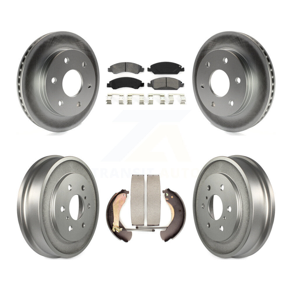 Front Rear Coated Disc Brake Rotors Semi-Metallic Pads And Drum Kit For GMC Sierra 1500 KGS-102477